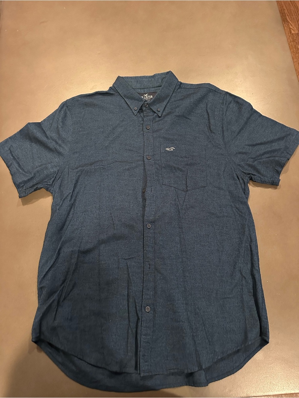 Hollister Men’s Short-Sleeve Button-Down Shirt in Navy Blue